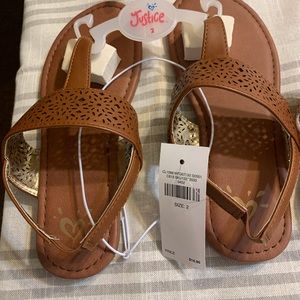 Justice sandals size 2